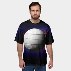 Футболка оверсайз мужская Волейбольный мяч в космосе, цвет: 3D-принт — фото 2