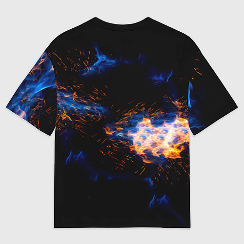 Мужская футболка оверсайз Гандбольный мяч в синем пламени / 3D-принт – фото 2