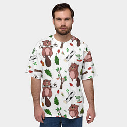 Футболка оверсайз мужская Бобер и полено, цвет: 3D-принт — фото 2