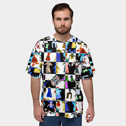 Футболка оверсайз мужская Монстрики на шахматном фоне, цвет: 3D-принт — фото 2