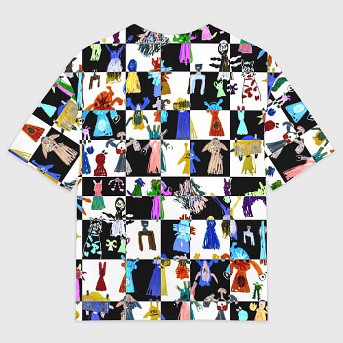 Мужская футболка оверсайз Монстрики на шахматном фоне / 3D-принт – фото 2