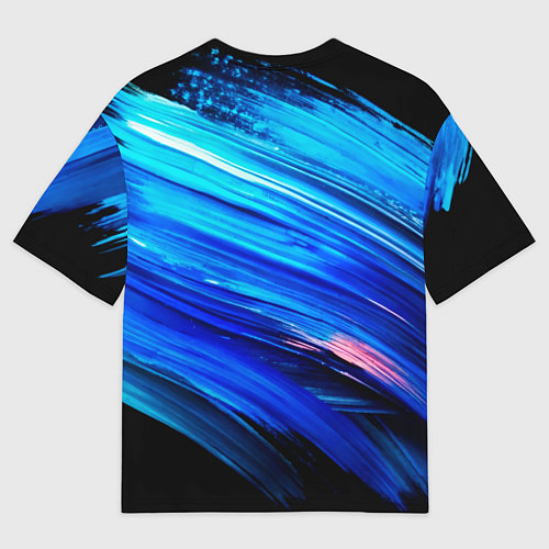 Мужская футболка оверсайз Юрий Хой синий фон красками / 3D-принт – фото 2
