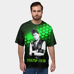 Футболка оверсайз мужская Сектор газа зеленый текстурный фон, цвет: 3D-принт — фото 2