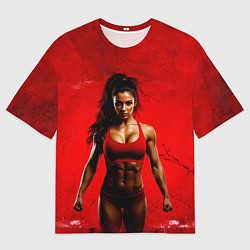 Мужская футболка оверсайз Фитоняшка в красном