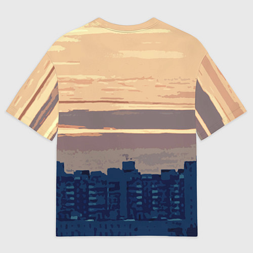 Мужская футболка оверсайз Городской пейзаж стилизованный / 3D-принт – фото 2