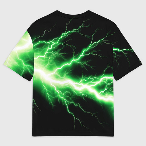 Мужская футболка оверсайз Lightning green / 3D-принт – фото 2