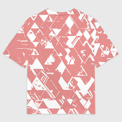 Мужская футболка оверсайз Розовый с белыми вставками абстрактный / 3D-принт – фото 2