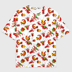 Мужская футболка оверсайз Русский народный орнамент в стиле росписей Северно