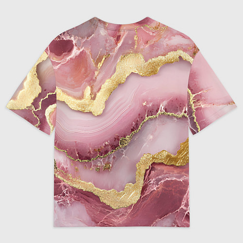 Мужская футболка оверсайз Объемная текстура розовая с золотом / 3D-принт – фото 2
