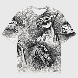 Мужская футболка оверсайз Черепа лошадей