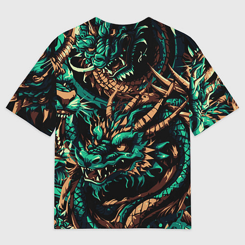 Мужская футболка оверсайз Японские драконы ирезуми / 3D-принт – фото 2