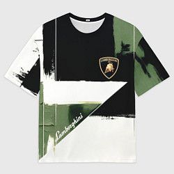 Футболка оверсайз мужская Ламборджини логотип, цвет: 3D-принт