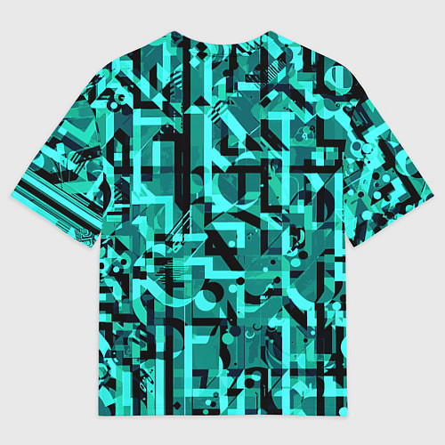 Мужская футболка оверсайз Неоновый голубой объёмный эффект / 3D-принт – фото 2