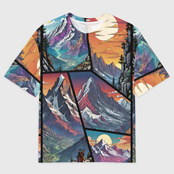 Футболка оверсайз мужская Горы в стиле фэнтези, цвет: 3D-принт