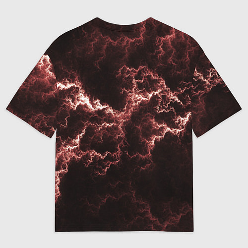 Мужская футболка оверсайз Lightning red / 3D-принт – фото 2