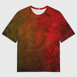 Футболка оверсайз мужская Абстракция - green circles in red, цвет: 3D-принт