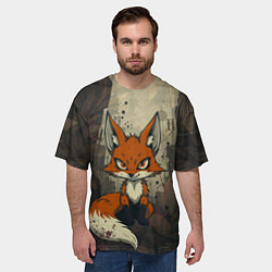 Футболка оверсайз мужская Рыжий лис хитрец, цвет: 3D-принт — фото 2