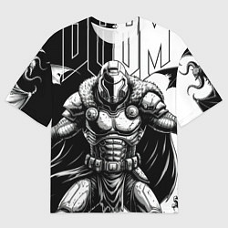 Мужская футболка оверсайз Doom guy and demons