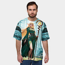 Футболка оверсайз мужская Эльфийская ведьма в лесу среди черепов, цвет: 3D-принт — фото 2