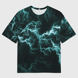 Мужская футболка оверсайз Lightning light blue line