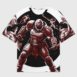 Мужская футболка оверсайз Doom red guardian