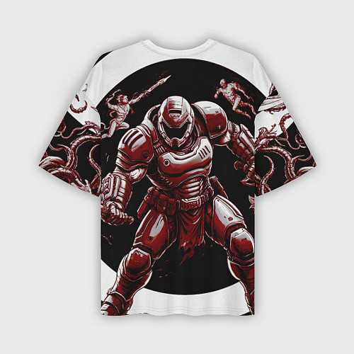 Мужская футболка оверсайз Doom red guardian / 3D-принт – фото 2
