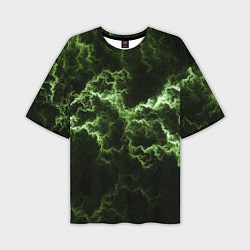 Футболка оверсайз мужская Lightning green glow, цвет: 3D-принт