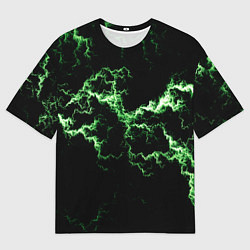 Футболка оверсайз мужская Lightning green glow, цвет: 3D-принт