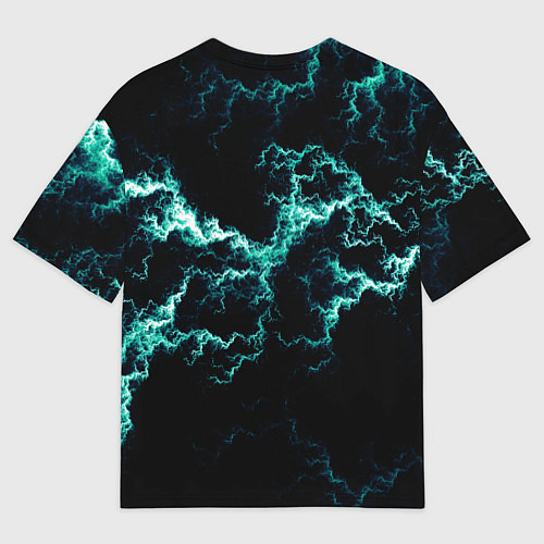 Мужская футболка оверсайз Lightning light blue glow / 3D-принт – фото 2
