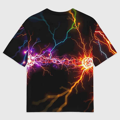 Мужская футболка оверсайз Две неоновые вспышки / 3D-принт – фото 2