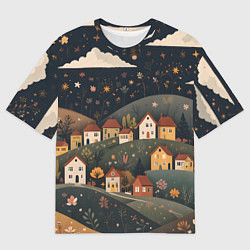Футболка оверсайз мужская Сказочный городок, цвет: 3D-принт