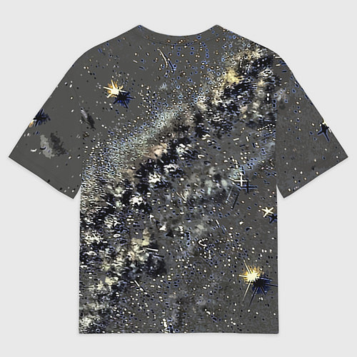Мужская футболка оверсайз Тёмный серый абстракция звёзды / 3D-принт – фото 2