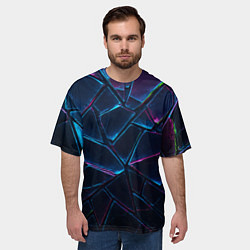 Футболка оверсайз мужская Неоновые линии и фигуры, цвет: 3D-принт — фото 2