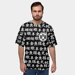 Футболка оверсайз мужская Borussia японские символы, цвет: 3D-принт — фото 2