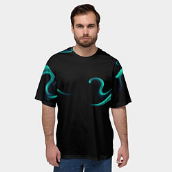 Футболка оверсайз мужская Color light blue abstraction, цвет: 3D-принт — фото 2