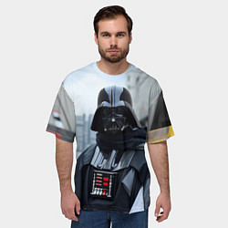 Футболка оверсайз мужская Дарт Вейдер на улице, цвет: 3D-принт — фото 2