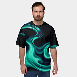 Футболка оверсайз мужская Color turquoise black, цвет: 3D-принт — фото 2