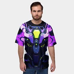 Футболка оверсайз мужская Cyberpunk purple armor, цвет: 3D-принт — фото 2