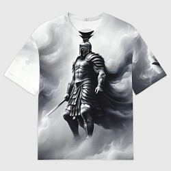 Футболка оверсайз мужская Спартанский воин среди львов, цвет: 3D-принт