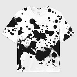 Футболка оверсайз мужская Брызги черной краски, цвет: 3D-принт