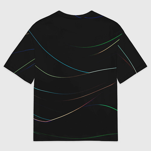 Мужская футболка оверсайз Чёрный с неоновыми полосами / 3D-принт – фото 2