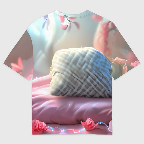 Мужская футболка оверсайз Девушка кошечка с голубыми глазами / 3D-принт – фото 2