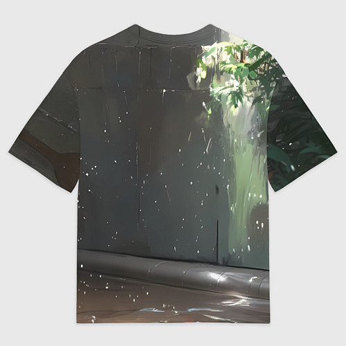 Мужская футболка оверсайз Брюнетка в воде под дождем / 3D-принт – фото 2