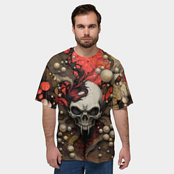 Футболка оверсайз мужская Зловещий череп с клыками, цвет: 3D-принт — фото 2