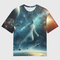 Мужская футболка оверсайз Человек и космос - нейроарт