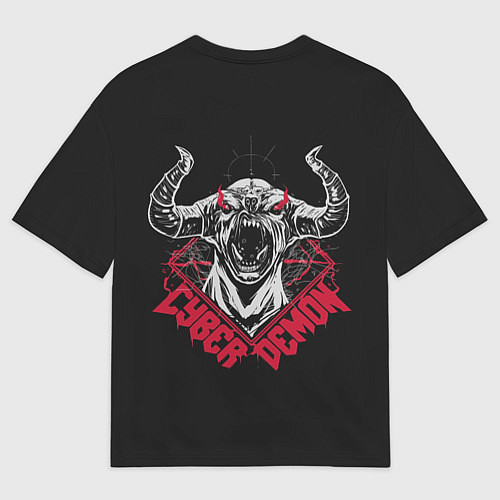 Мужская футболка оверсайз Cyber demon doom / 3D-принт – фото 2