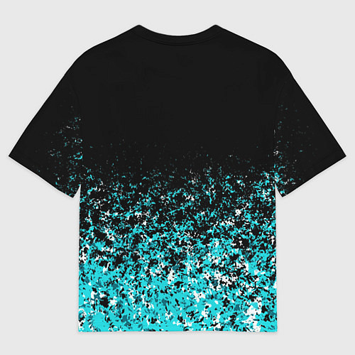 Мужская футболка оверсайз Sport чёрно-голубой пятнистый / 3D-принт – фото 2