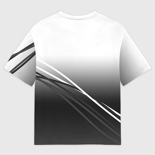 Мужская футболка оверсайз Герб России градиент в полосами серый / 3D-принт – фото 2