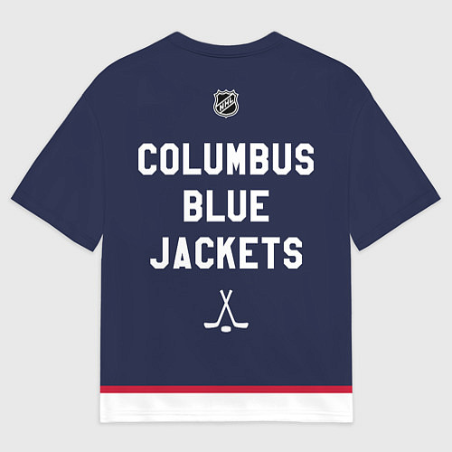 Мужская футболка оверсайз Columbus Blue Jackets - NHL team / 3D-принт – фото 2