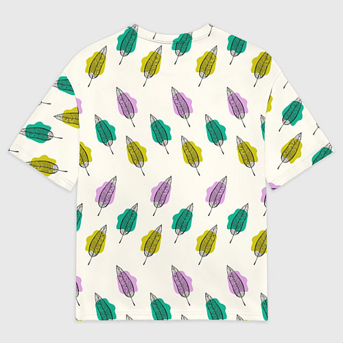 Мужская футболка оверсайз Листья на пятнах / 3D-принт – фото 2